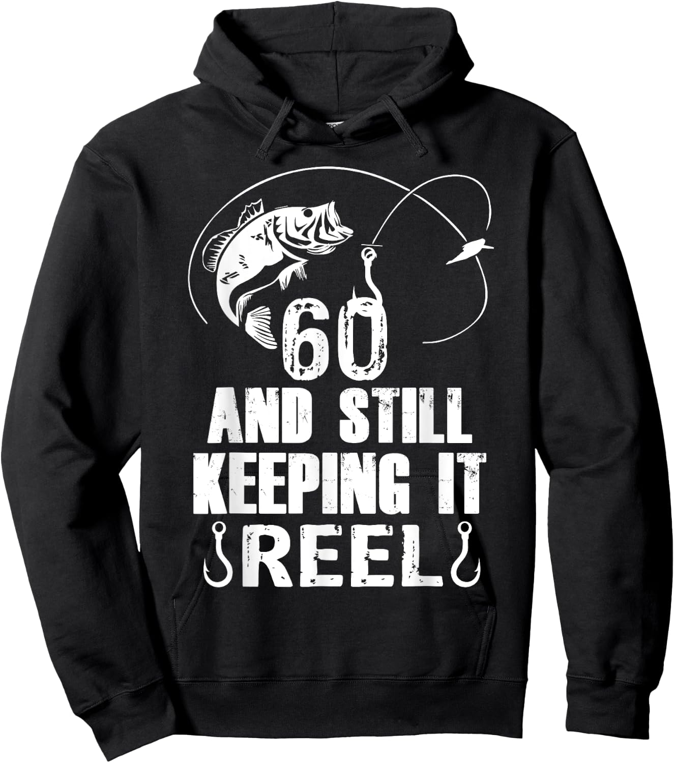 60th Birthday And Still Keeping It Reel Fishing Hoodie - Hoodie | Black