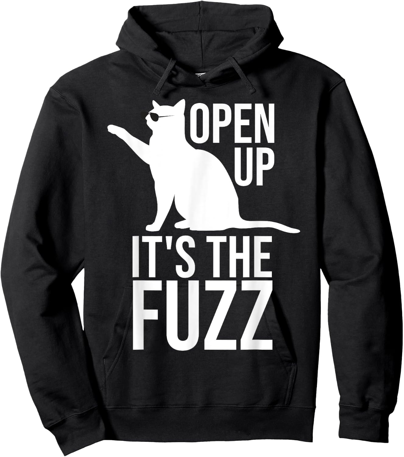 Funny Cat Shirt | The Fuzz Kitten Scratching Door Cat Pun Women Kids Hoodie - Hoodie | Black