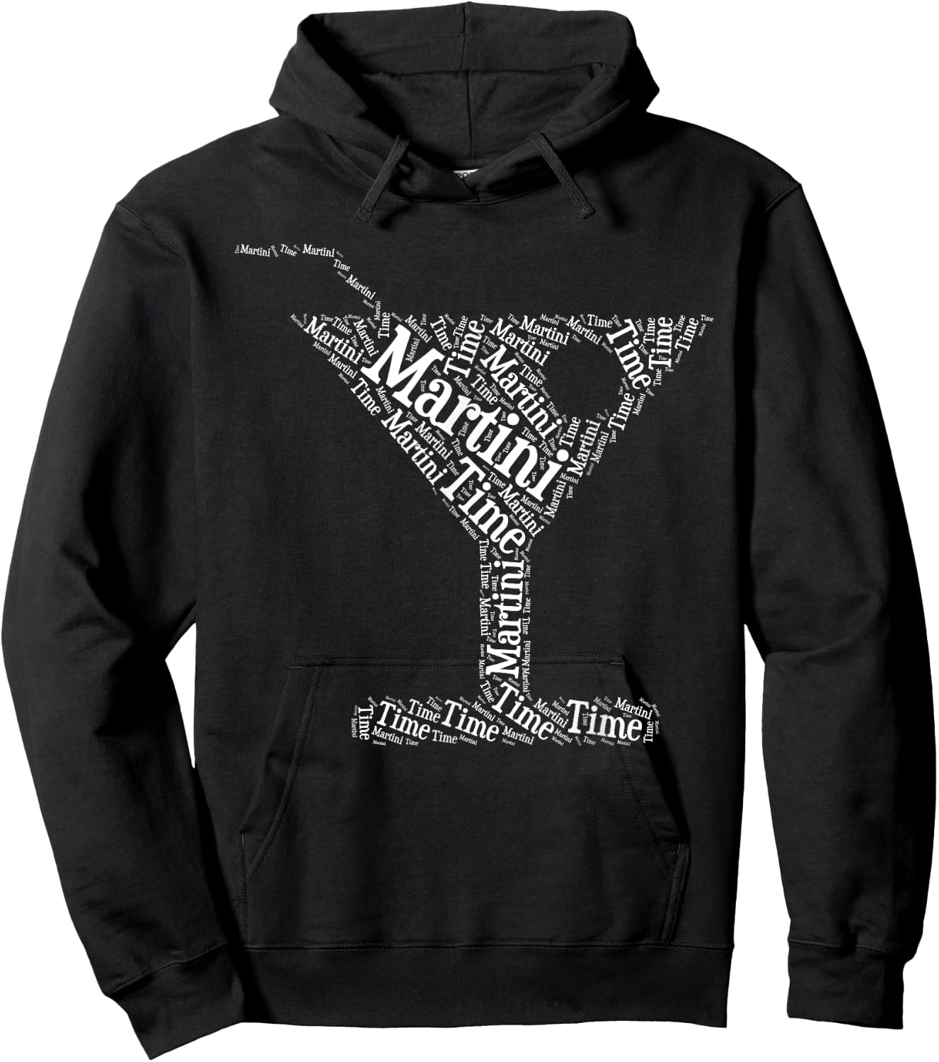 Martini Time World Cloud Silhouette Funny Unique Happy Hour Hoodie - Hoodie | Black