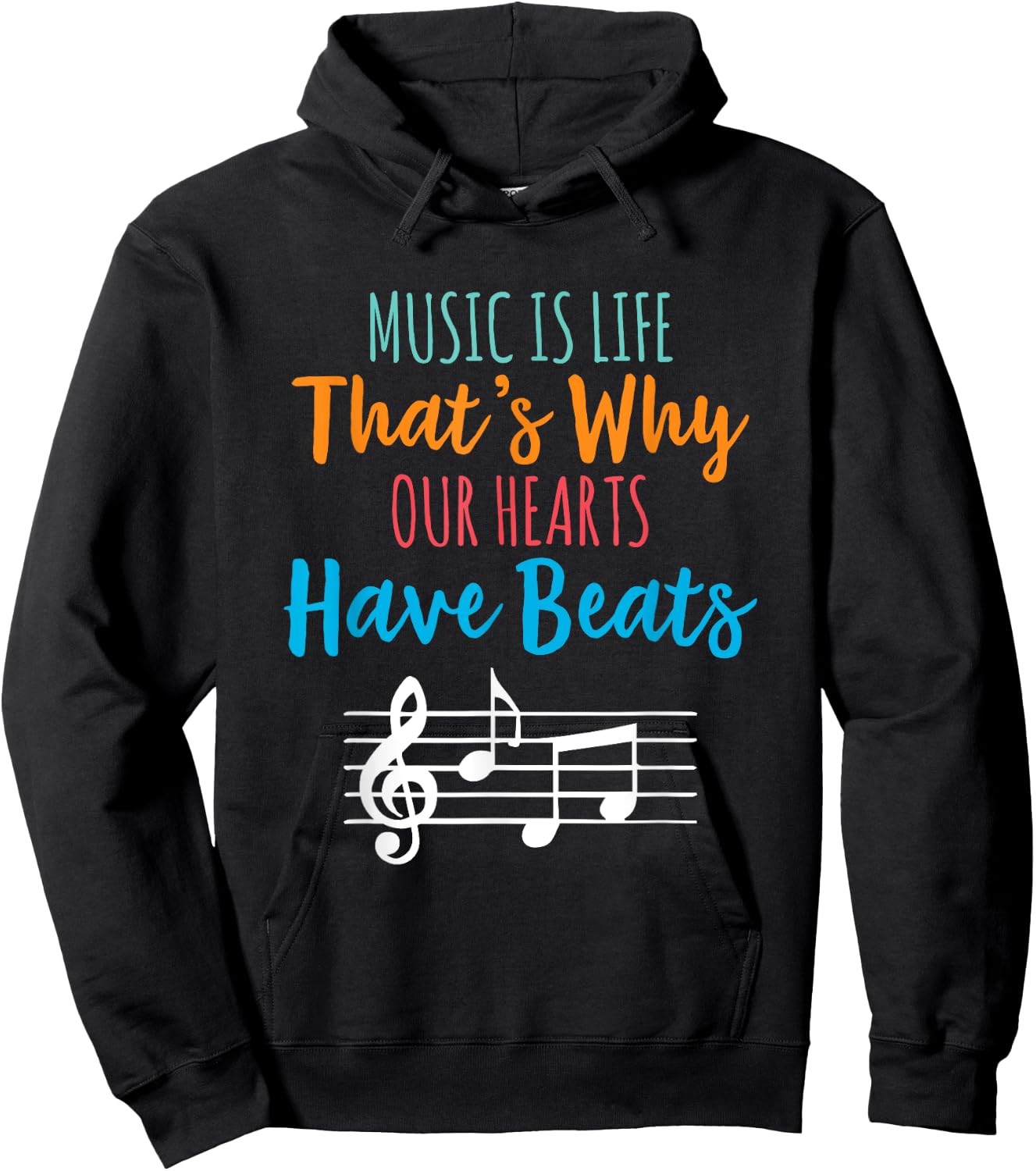 Music Is Life That's Why Our Hearts Have Beats Musician Hoodie - Hoodie | Black
