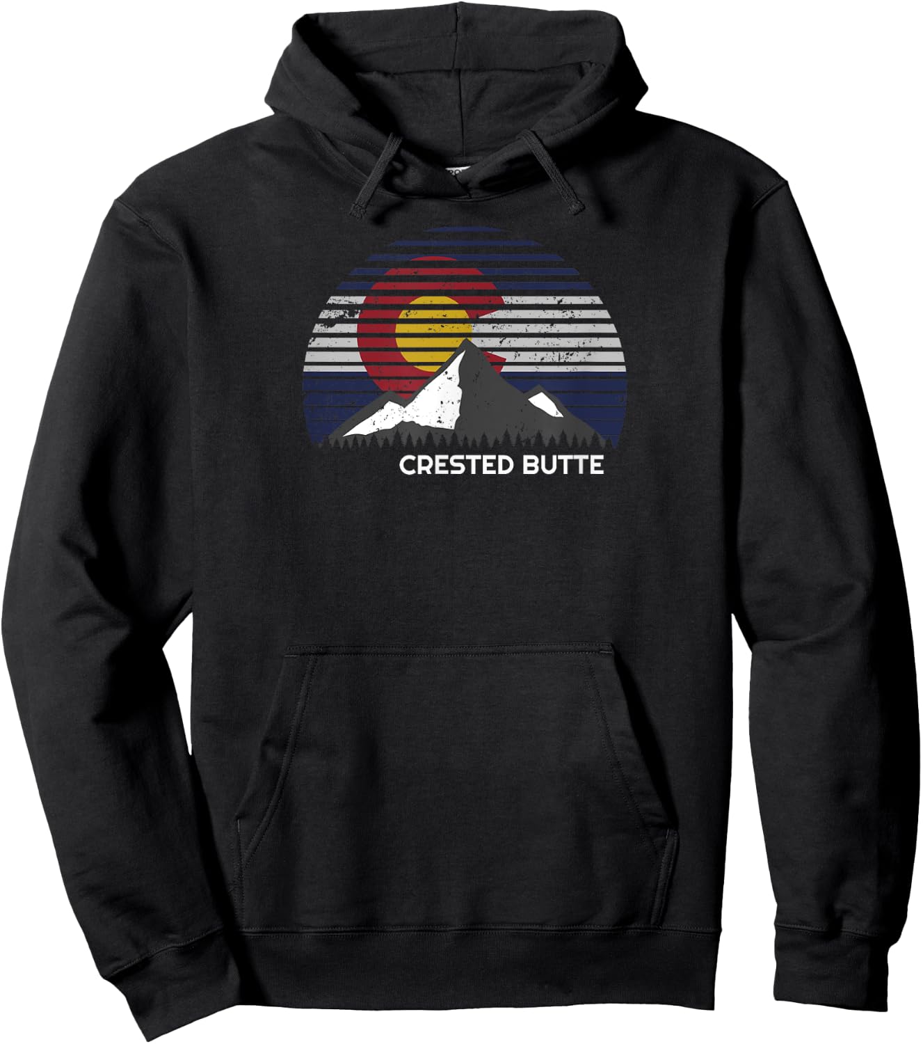 Crested Butte Rocky Mountain Colorado Flag Hoodie - Hoodie | Black