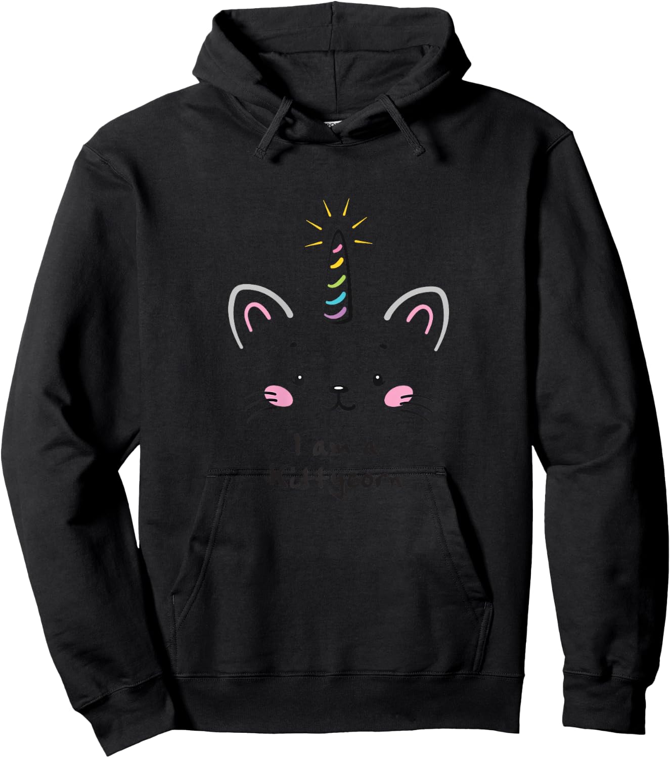 Unicorn Cat I am a Kittycorn Cute Kitty Rainbow Girl Hoodie - Hoodie | Black