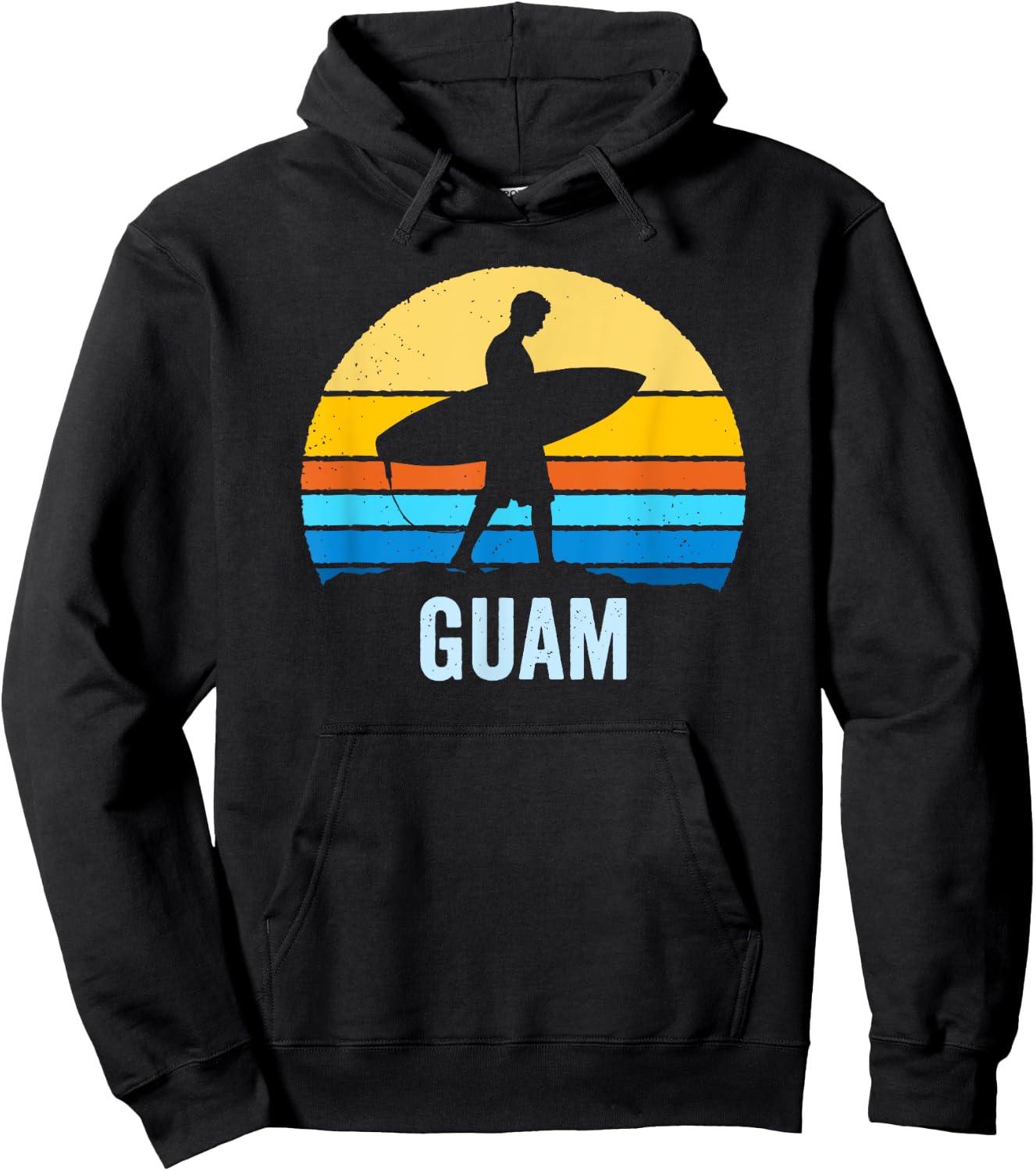 Vintage Sunset Shirt Guam Surf Beach Bum Men Women Kids Hoodie - Hoodie | Black