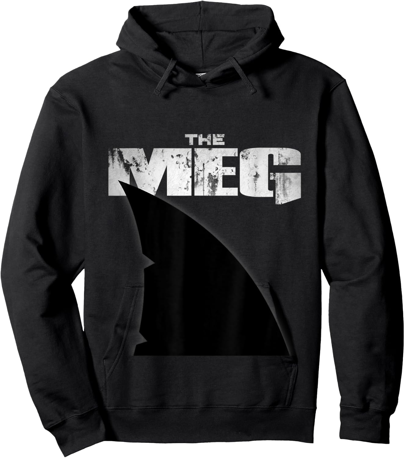 Shark for Sea lovers | -Adults Meg Shark | Black Distressed Modern Short Sleeve | Small Hoodie - Hoodie | Black