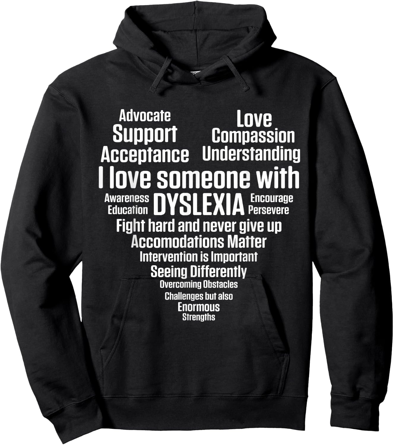 Dyslexia Teacher Therapist Heart Love Dyslexic Therapy Men Women Hoodie - Hoodie | Black