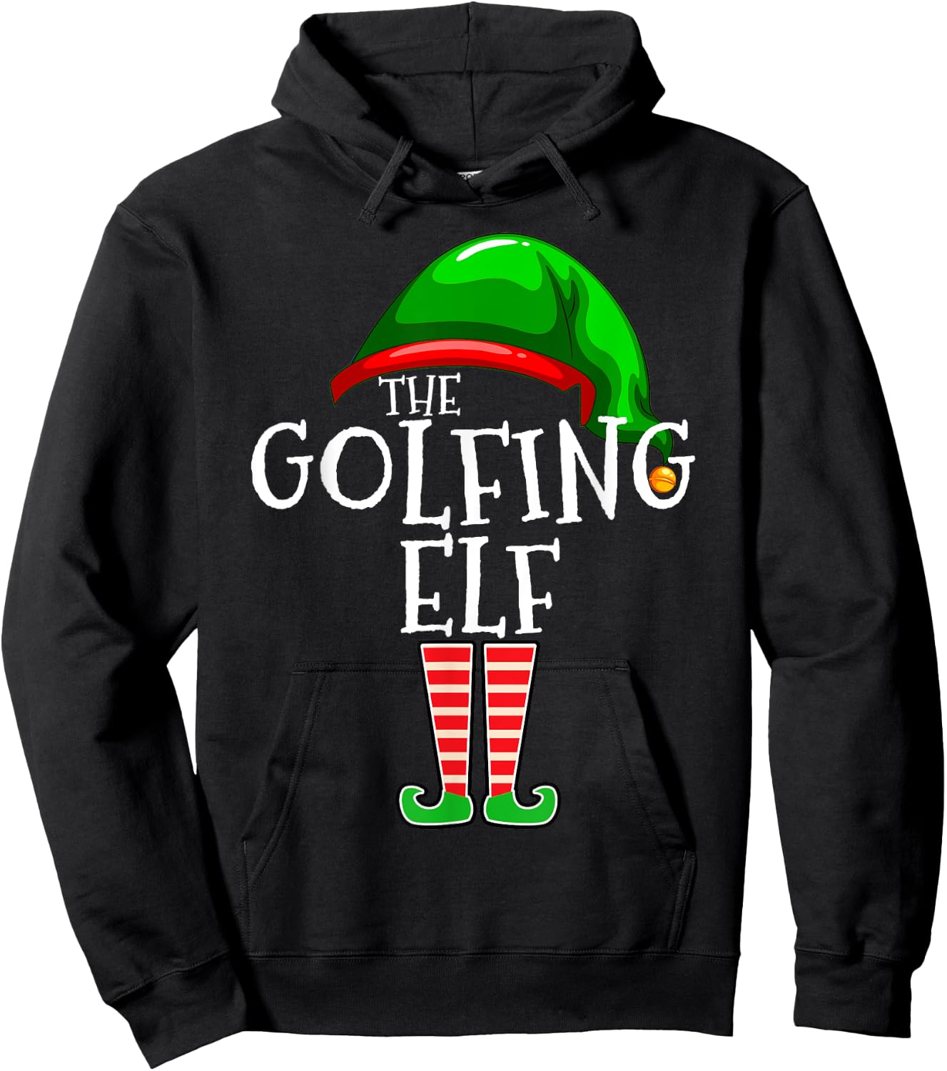 Golfing Elf Family Matching Group Christmas Golf Dad Hoodie - Hoodie | Black