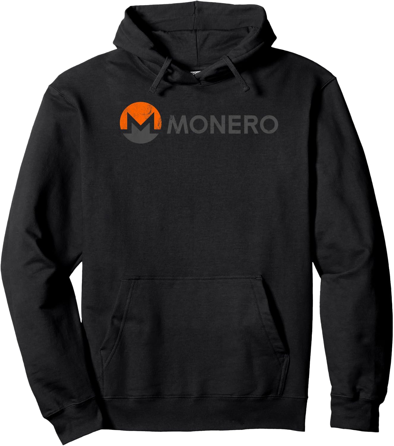 Monero Logo and Text Vintage Distressed Style Hoodie - Hoodie | Black