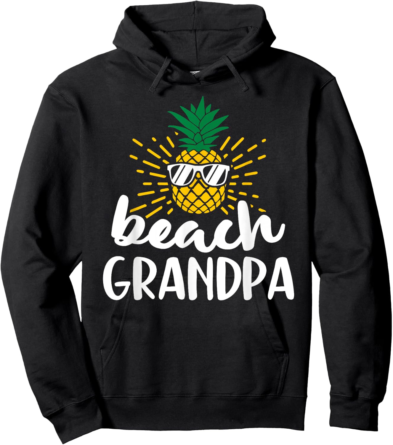 Beach Grandpa Tropical Summer Vacation Beach Pineapple Hoodie - Hoodie | Black