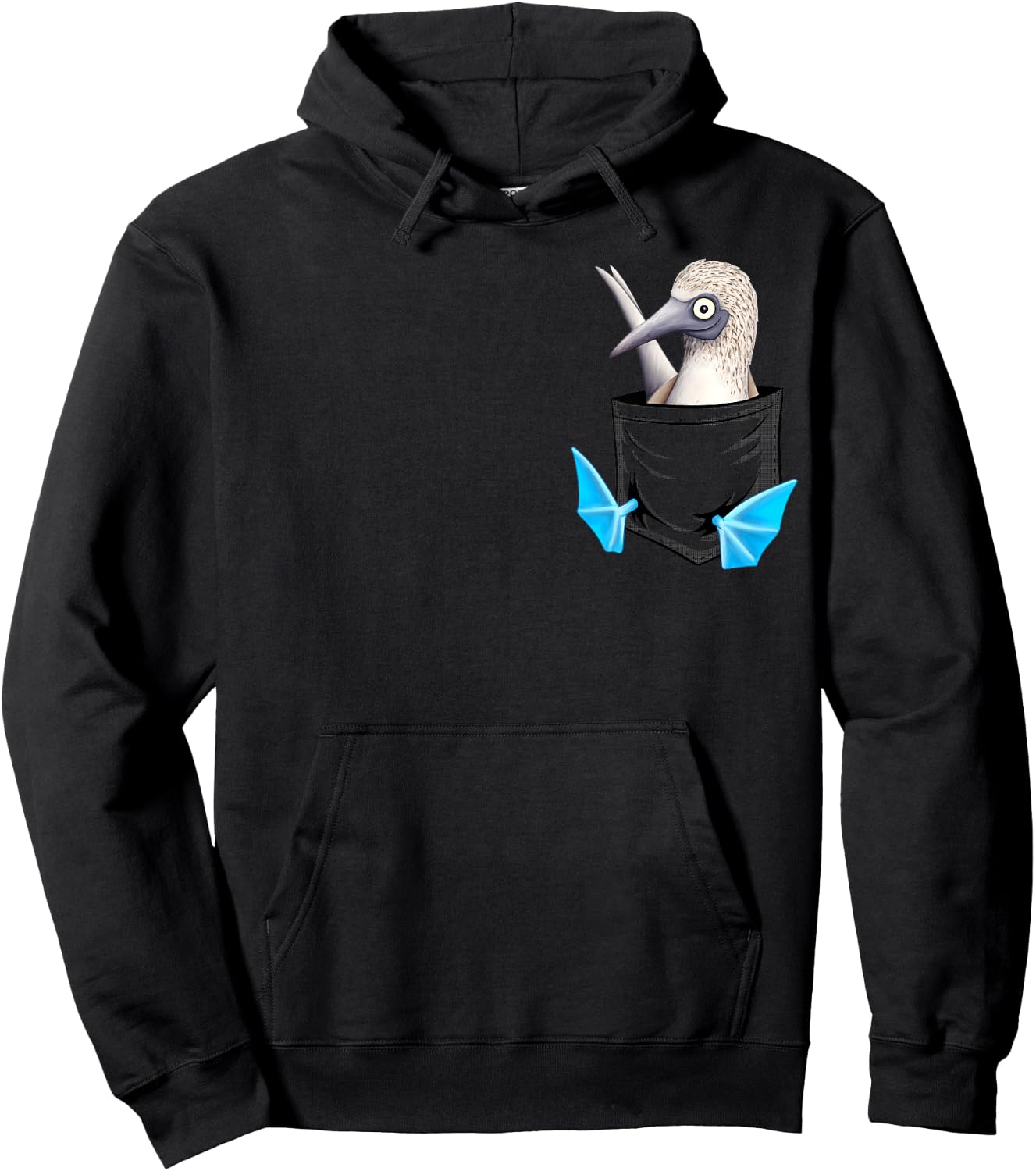 Skizzenmonster Quirky Seabird Gifts Blue Foot Booby Pocket Hoodie - Hoodie | Black