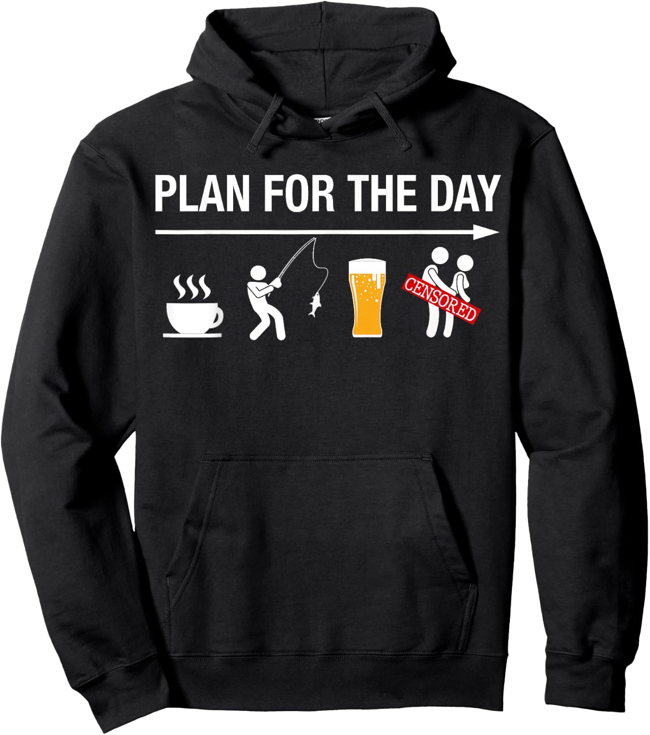 Plan For The Day Coffee Fish Beer Funny Adult Fishing Hoodie - Hoodie | Black