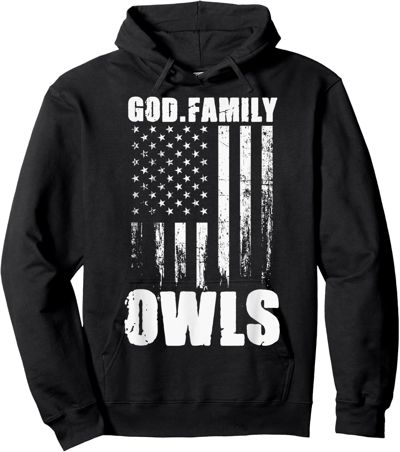Joshua Owls God. Family. Vintage USA Flag Hoodie - Hoodie | Black