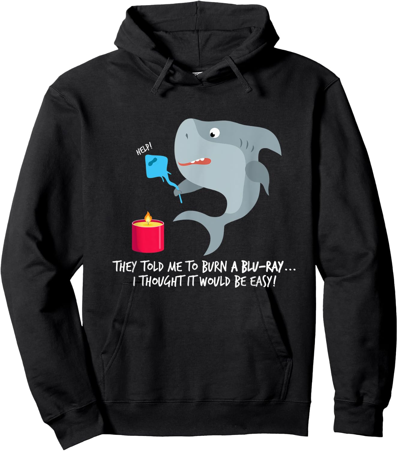 Funny shark and Blu-ray Hoodie - Hoodie | Black