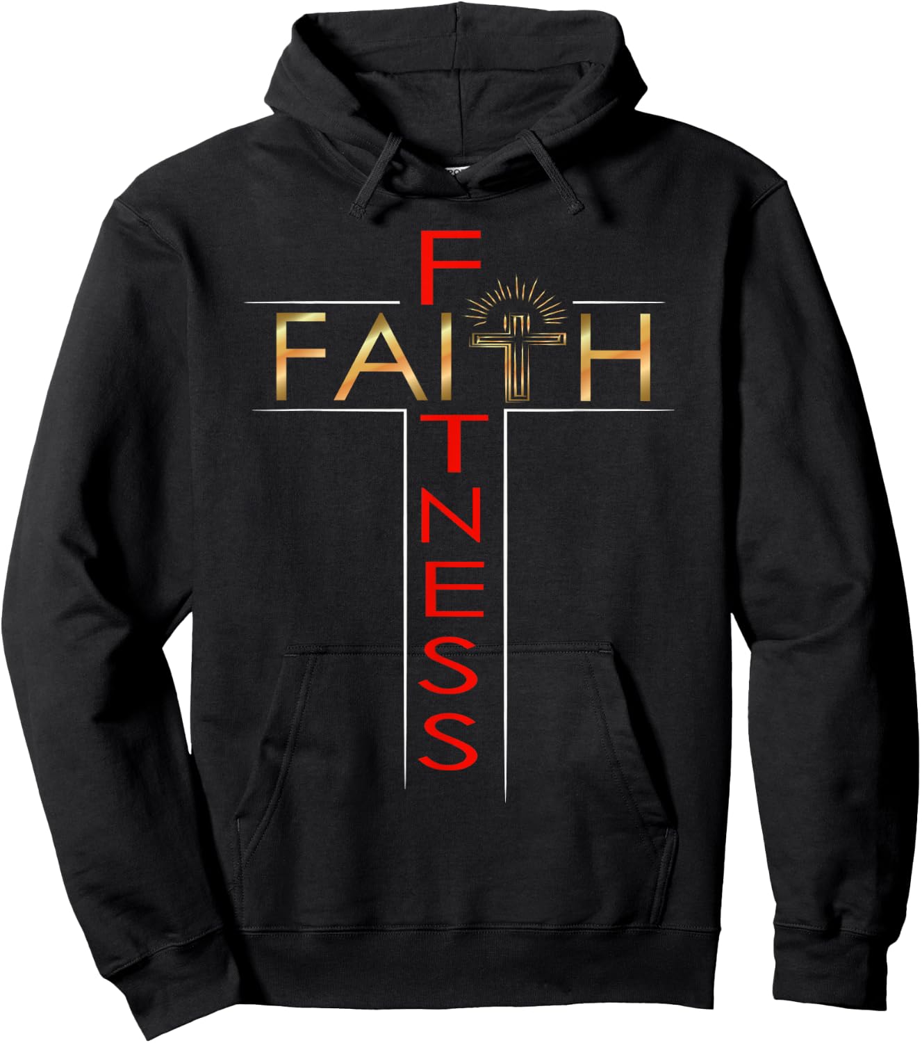 Faith Fitness Cross Christian Workout Modern Gym Hoodie - Hoodie | Black
