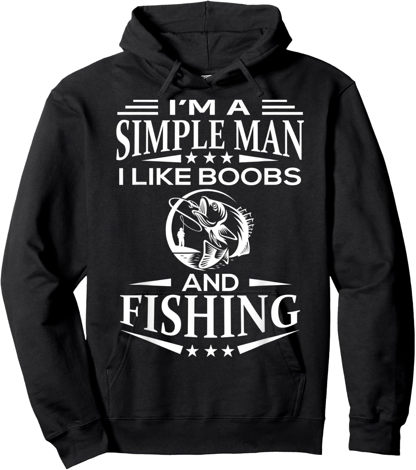 I'm a simple man i like boobs and Fishing funny Gift Hoodie - Hoodie | Black