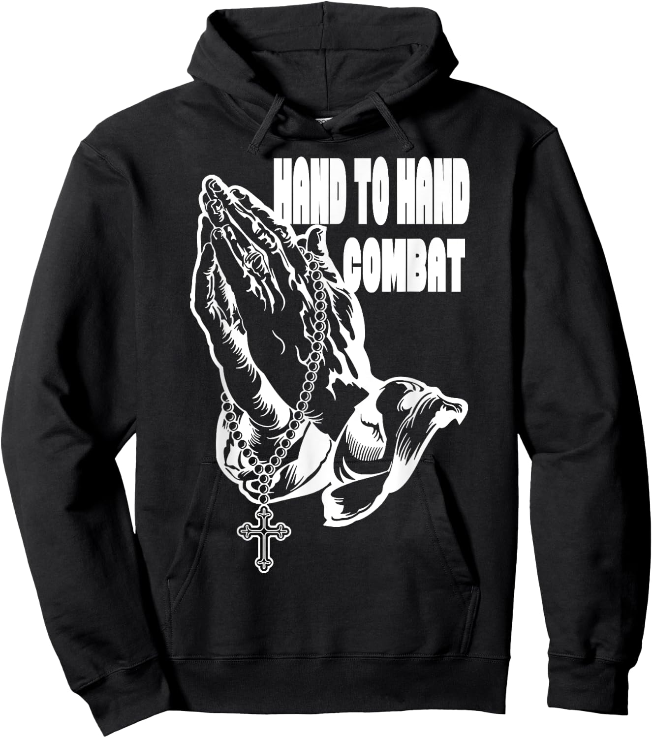 Hand to Hand Combat Praying hands Jesus Christian Hoodie - Hoodie | Black