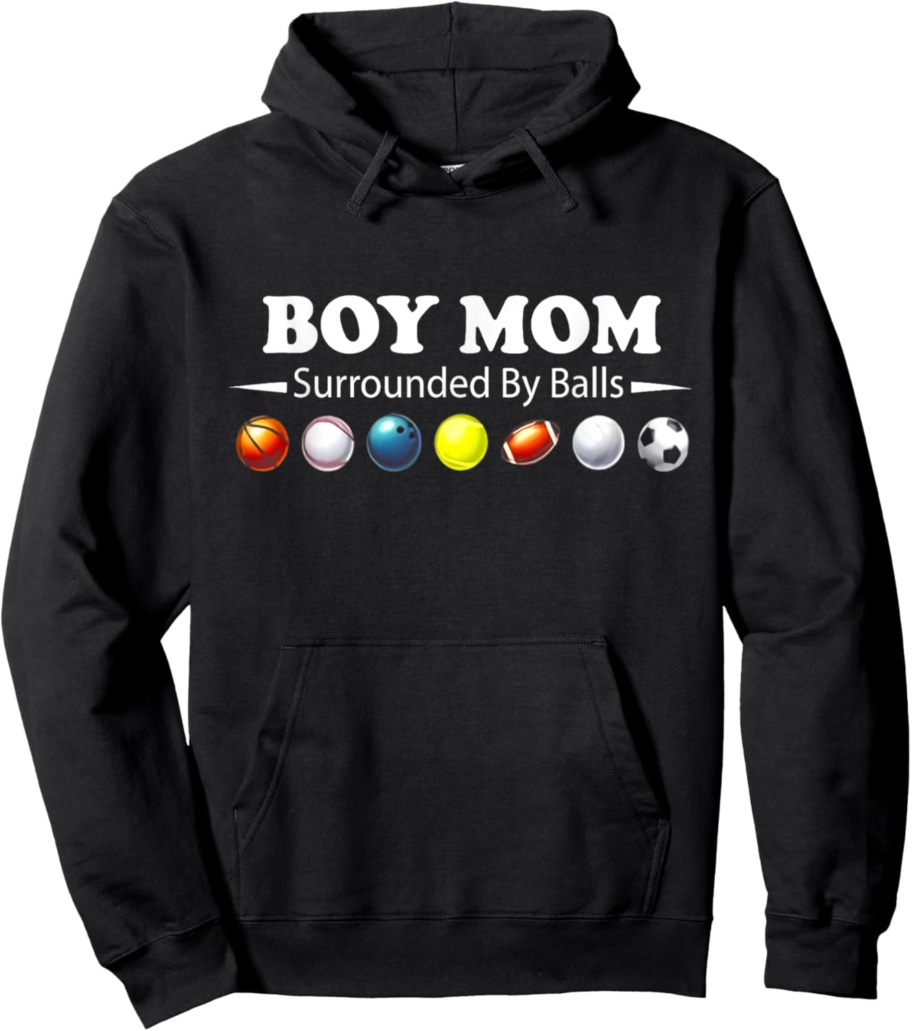 Boy Mom Surrounded By Balls Hoodie - Hoodie | Black