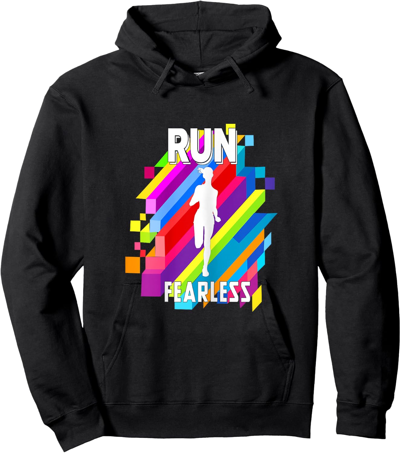 Run Fearless Colorful Strips Running Fit women girl Hoodie - Hoodie | Black