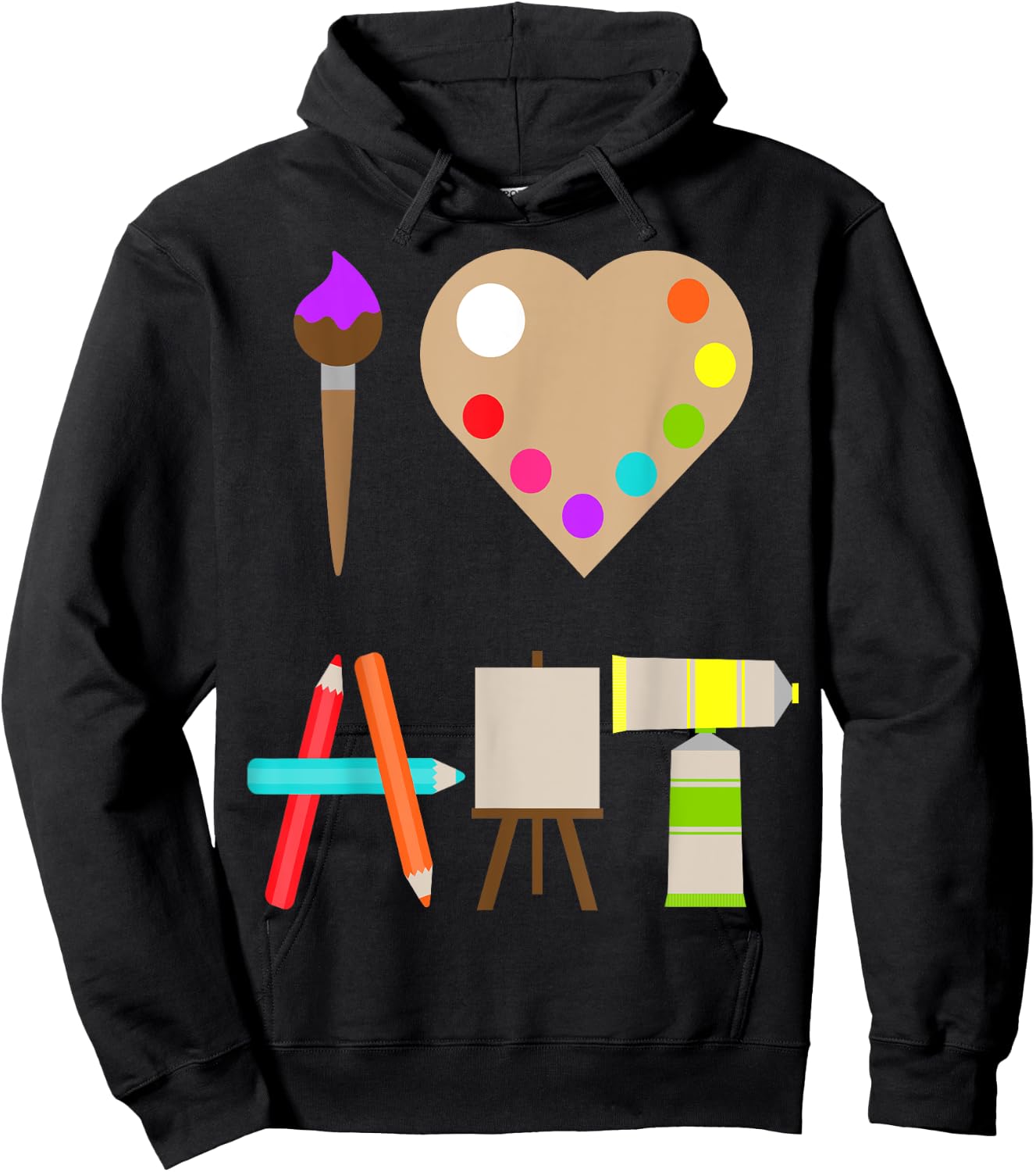 Cool I Love Art Fun Colorful Future Artist and Crafts Hoodie - Hoodie | Black