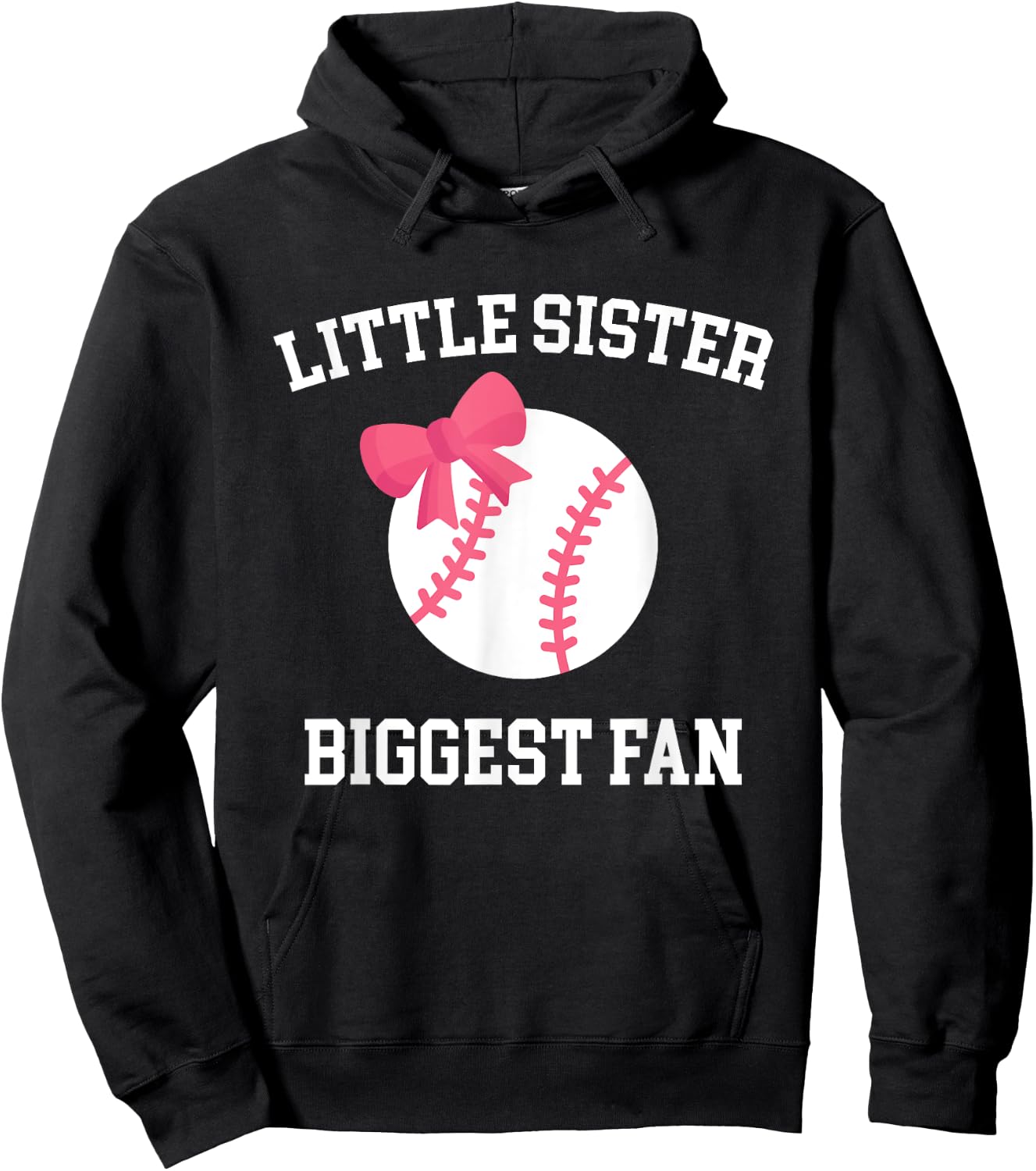 Little Sister Biggest Fan Baseball Baby Sister Hoodie - Hoodie | Black