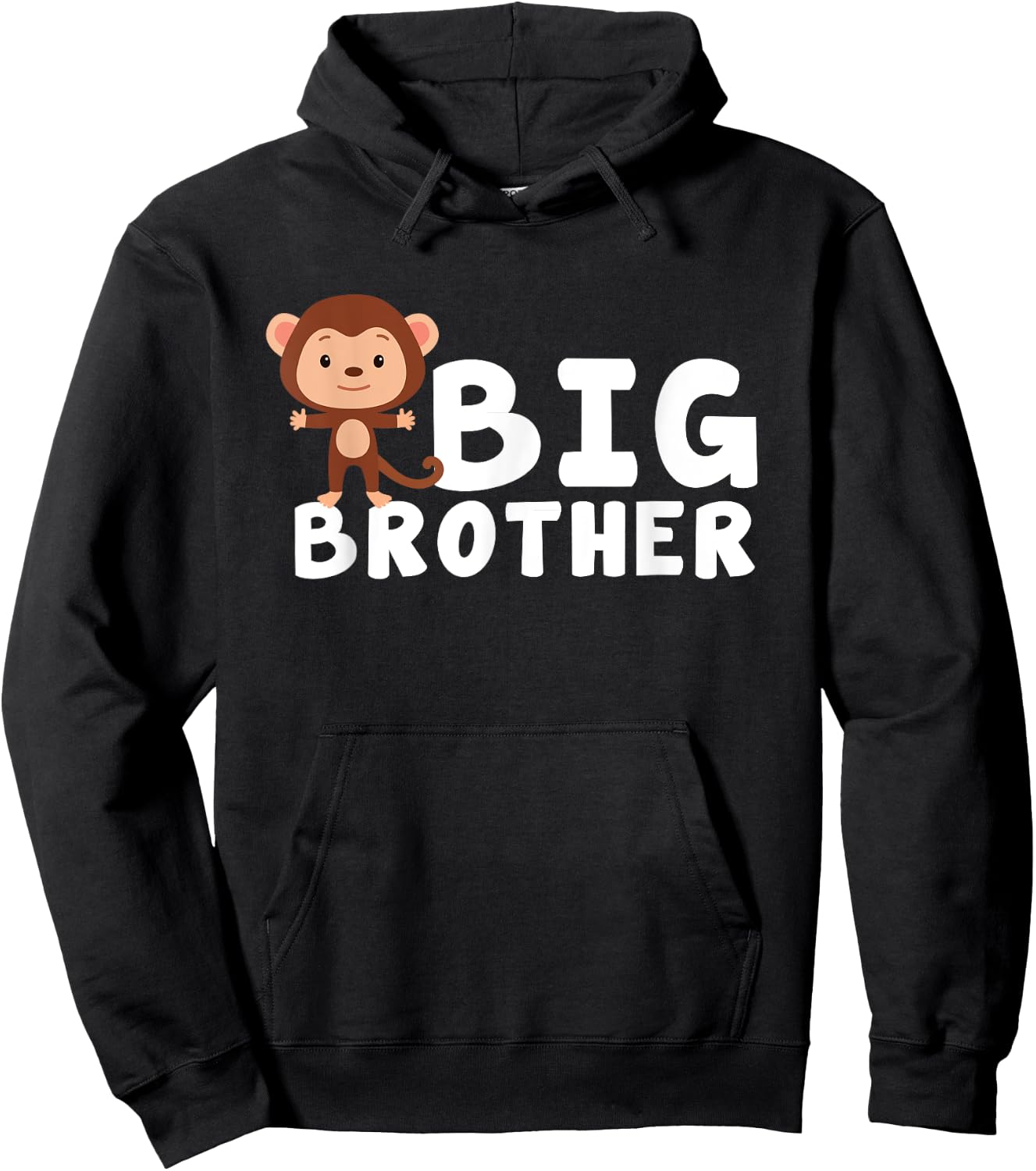 Zany Brainy | Cute Funny | Big Brother Monkey Chimp Hoodie - Hoodie | Black
