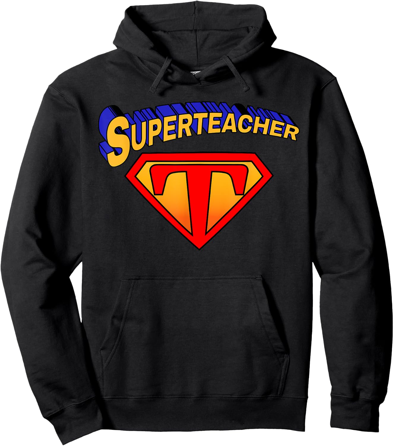 Superteacher Superhero Funny Teacher Gift Hoodie - Hoodie | Black