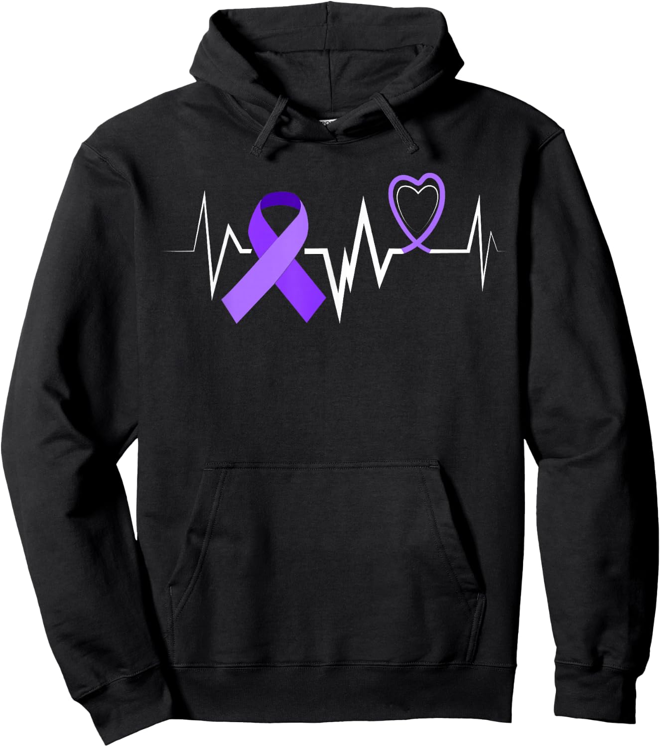 Heartbeat Products Opioid Ribbon Opioid Overdose Awareness Hoodie - Hoodie | Black