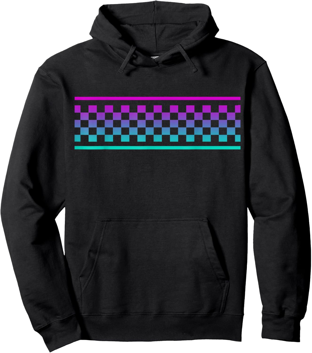 Pink & Blue Checker Pattern Checkerboard Skater Surfer Teens Hoodie - Hoodie | Black