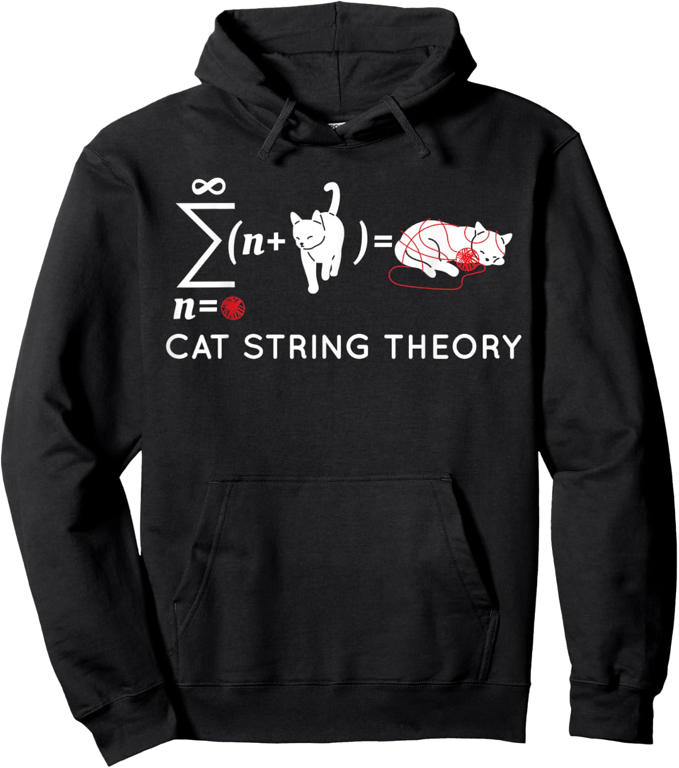 Cat String Theory Sarcastic Science Humor Funny Women Kids Hoodie - Hoodie | Black