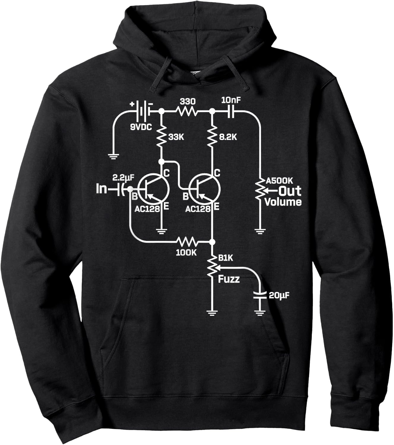Fuzz Pedal Boutique Handwired Schematic Circuit Hoodie - Hoodie | Black