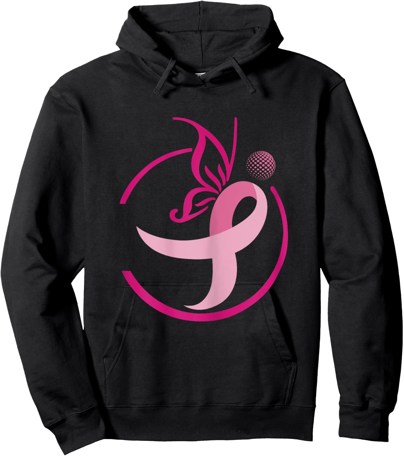 Pink Ribbon Golf Shirts-Butterflies Breast Cancer Hoodie - Hoodie | Black