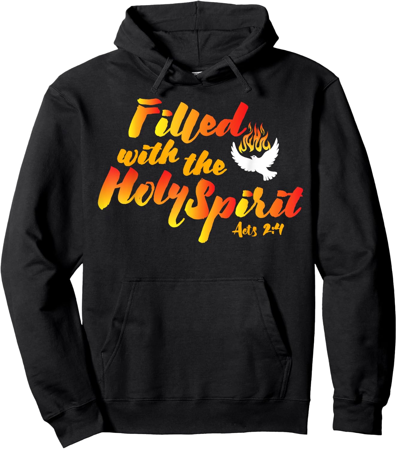 Filled with the Holy Spirit Pentecost Tongues of Fire Flame Hoodie - Hoodie | Black