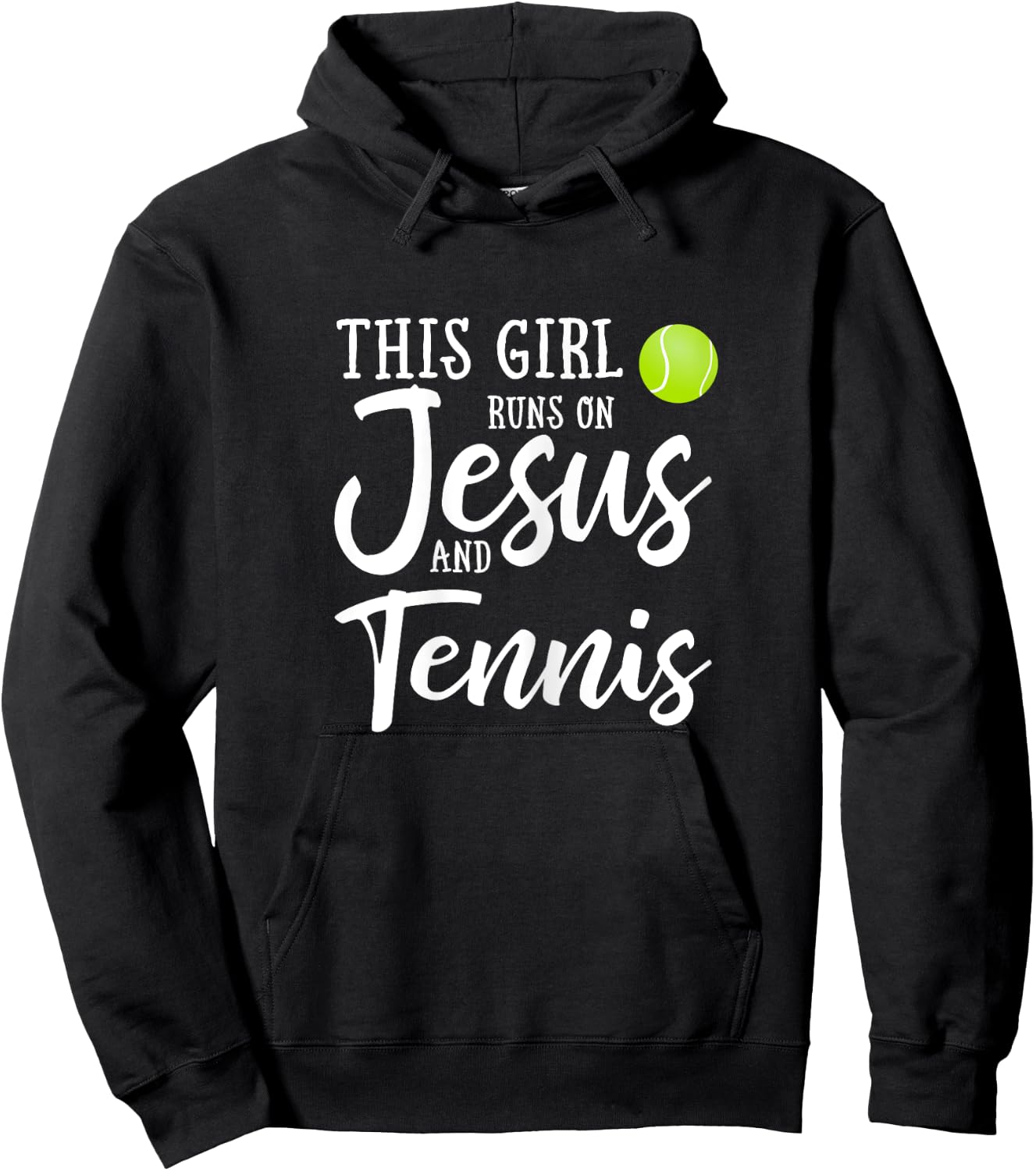 This Girl Runs On Jesus And Tennis Shirt Christian Gift Hoodie - Hoodie | Black
