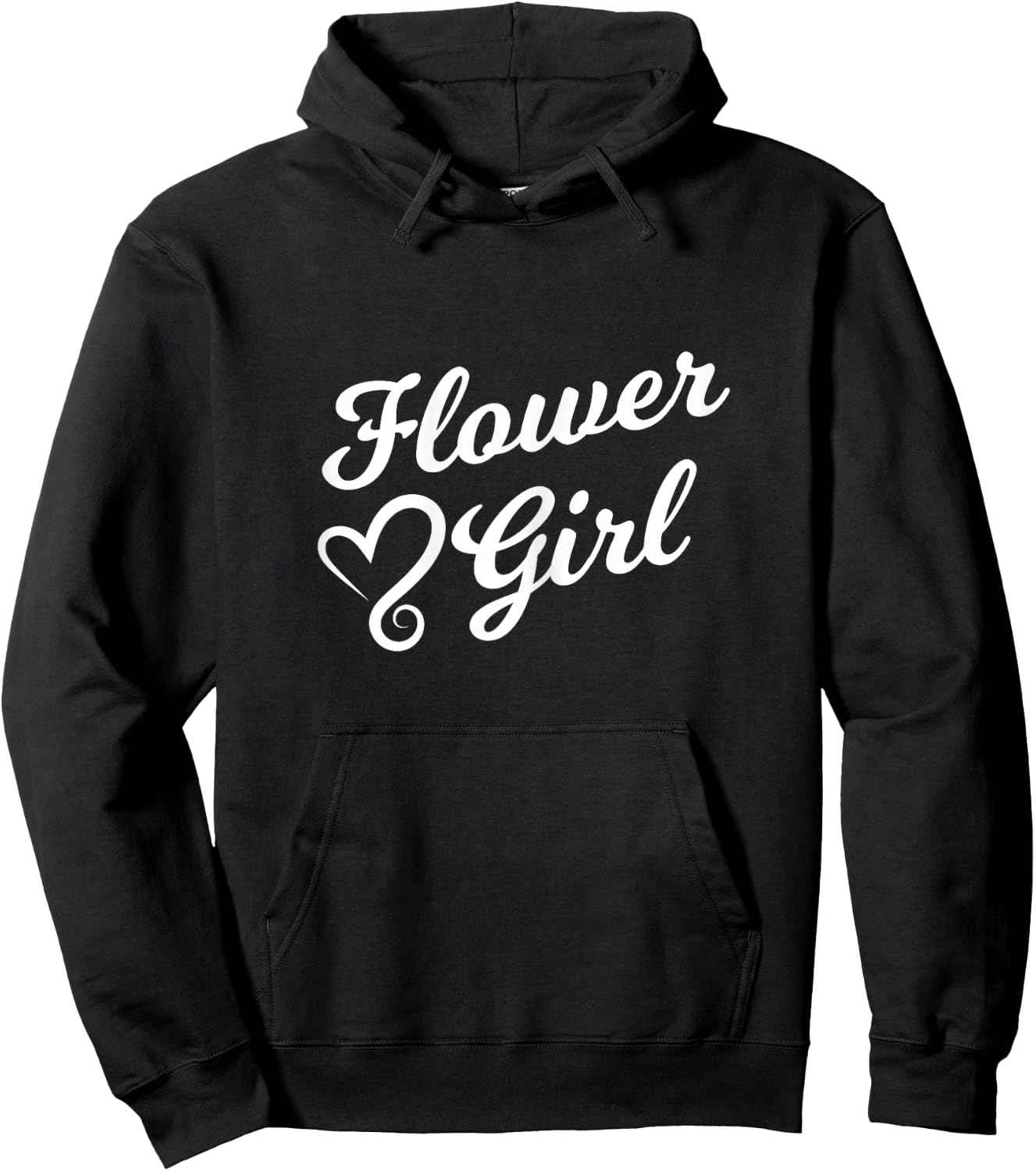 Flower Girl - Wedding for Girls, Cursive White Heart Hoodie - Hoodie | Black