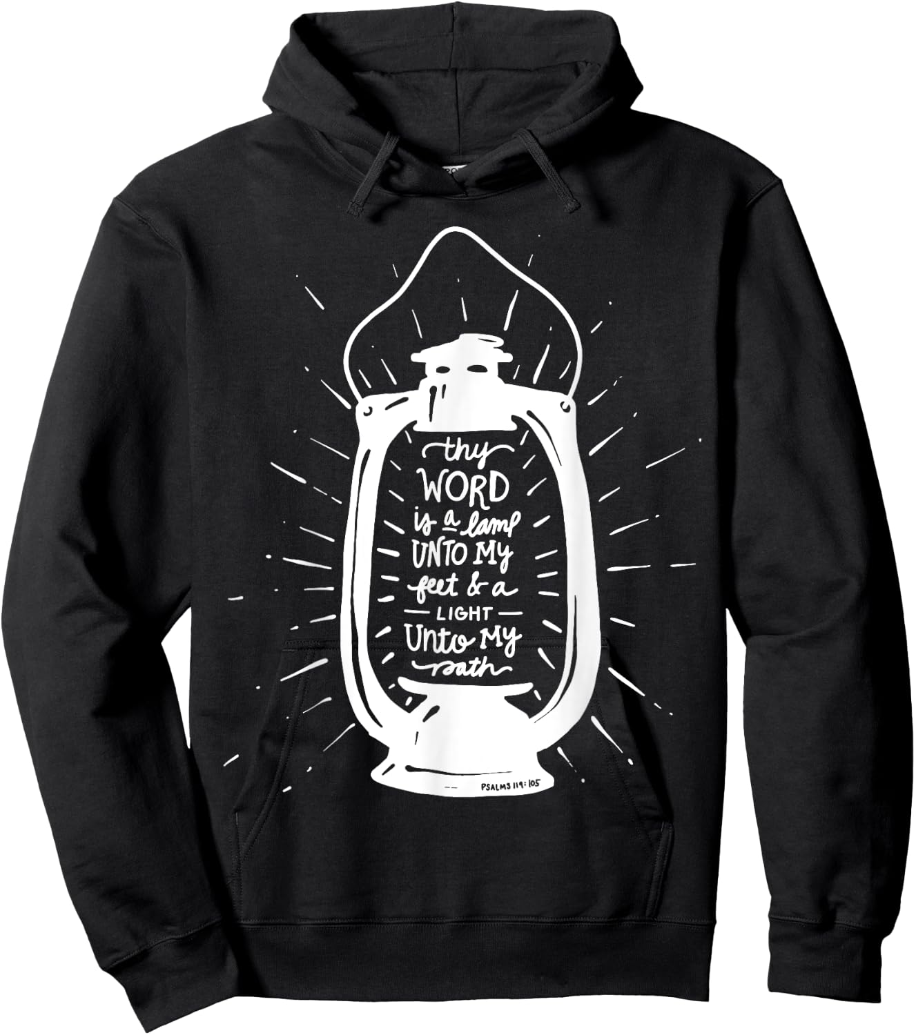 Thy Word is a Lamp Unto My Feet - Psalm 119 - Hand Lettered Hoodie - Hoodie | Black