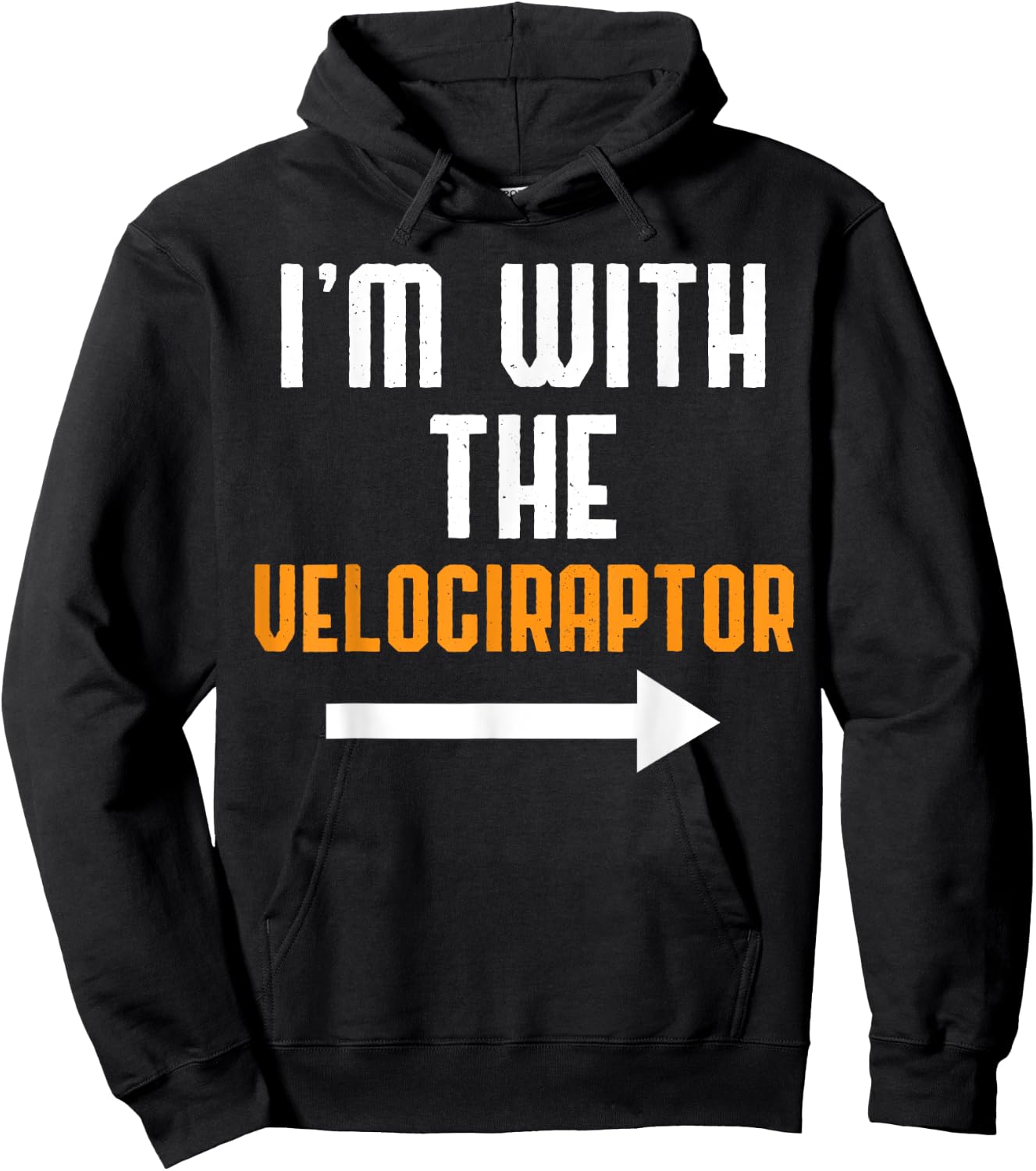 I'm With The Velociraptor Costume Funny Halloween Couple Hoodie - Hoodie | Black