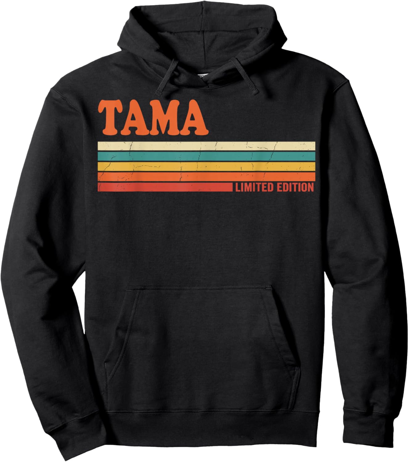 TAMA Retro Personalized First Name Vintage Stripes Hoodie - Hoodie | Black