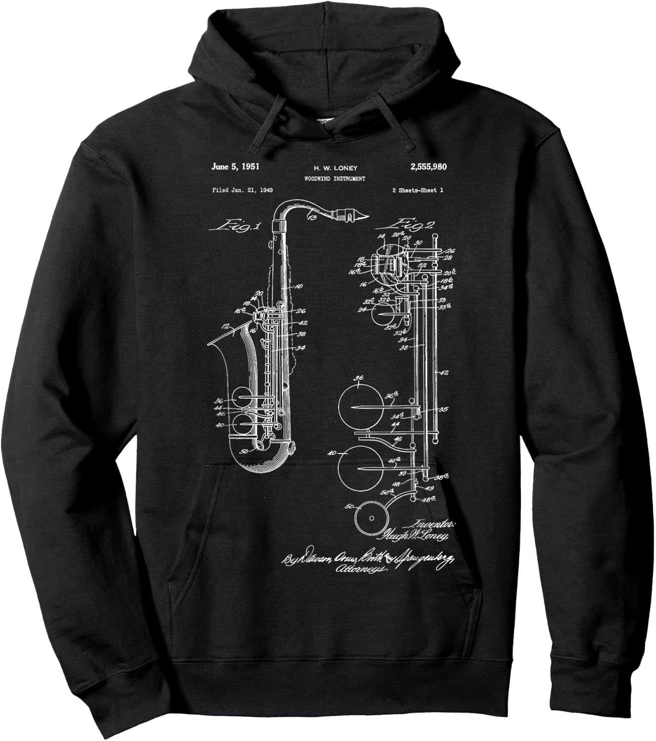 Saxophone Patent Hoodie - Hoodie | Black