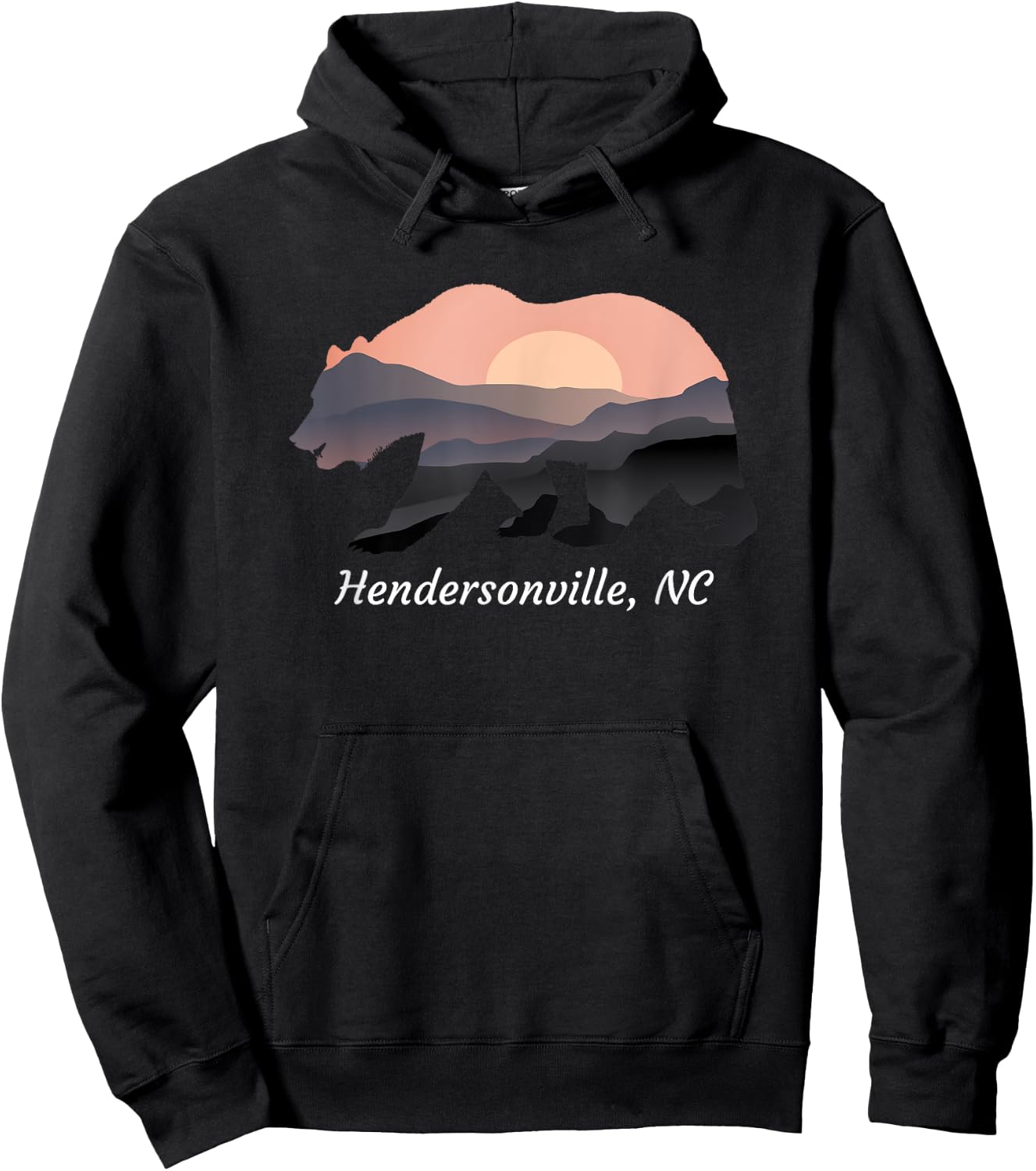 Hendersonville NC North Carolina Wildlife Bear Blue Ridge Mt Hoodie - Hoodie | Black