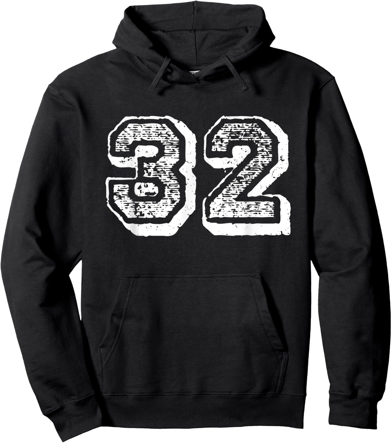 Number 32 Sports Jersey Player #32 Fan FRONT Print Vintage Hoodie - Hoodie | Black