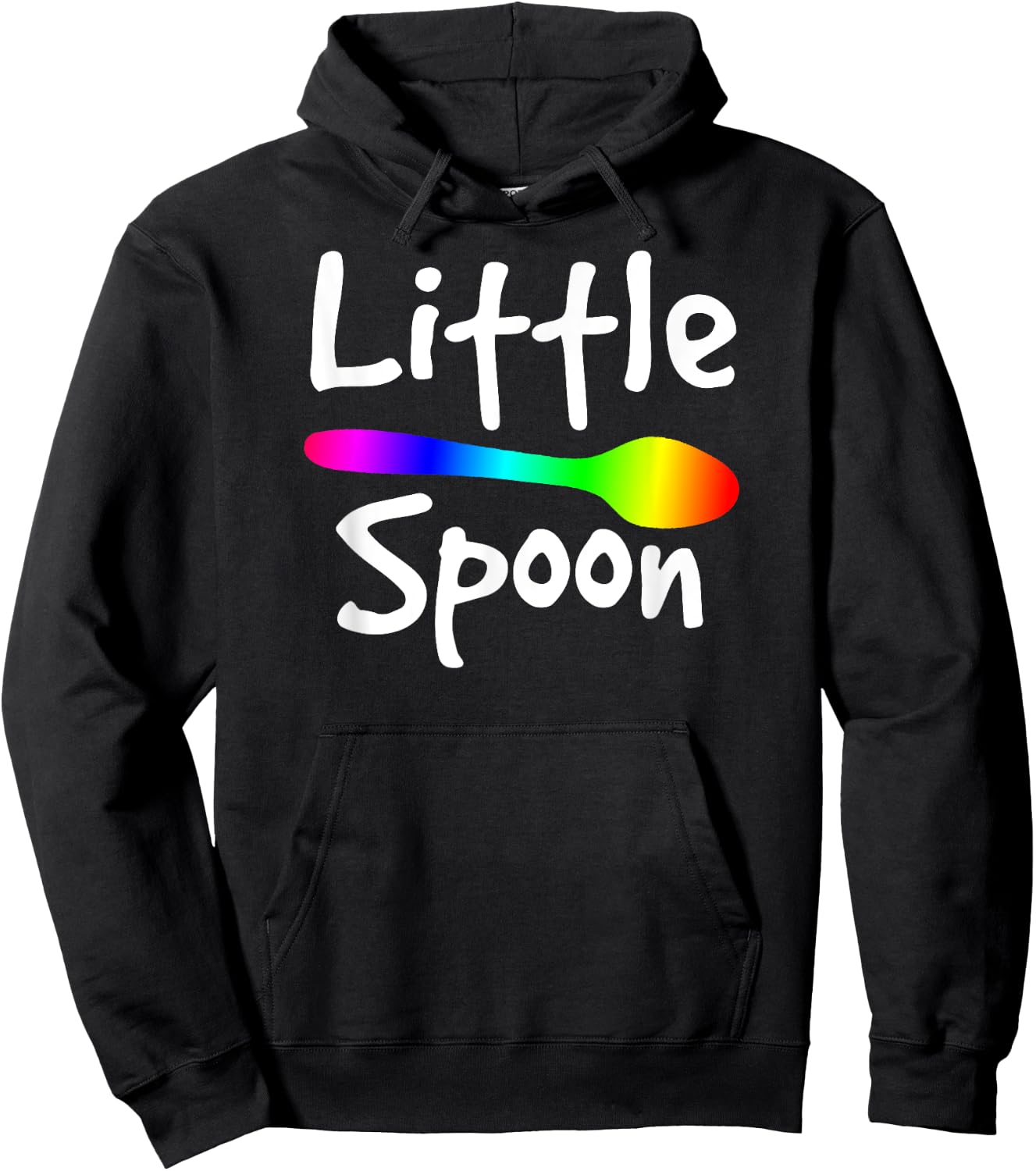 Rainbow Big Spoon Little Spoon Matching Gay Couple Hoodie - Hoodie | Black