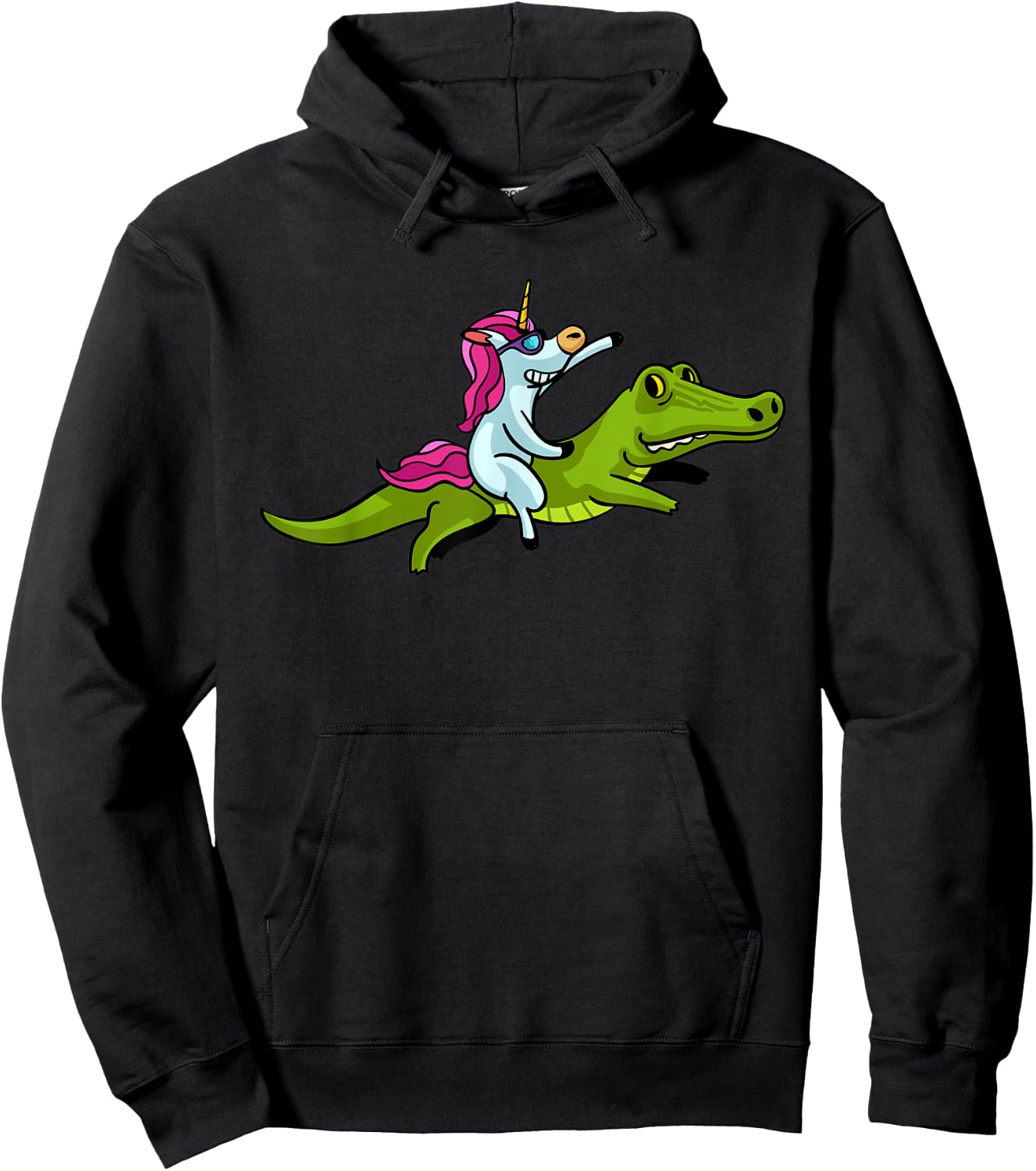 Alligator Unicorn Crocodile Gator Reptile Men Boys Hoodie - Hoodie | Black