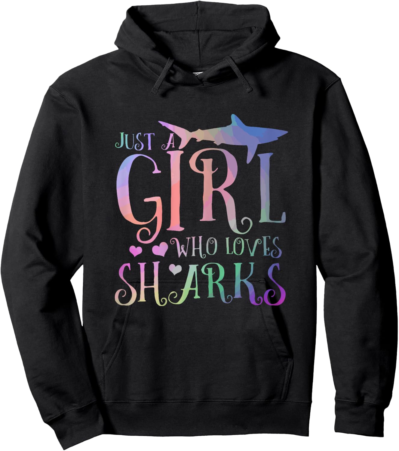 Just A Girl Who Loves Sharks Funny Watercolor Fishing Gift Hoodie - Hoodie | Black