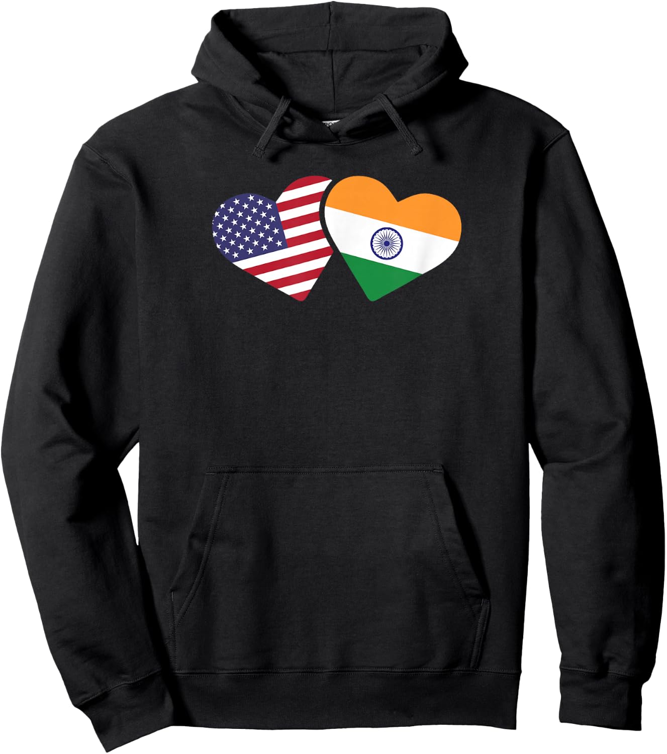 India USA Flag T Shirt Heart Indian American Love Hoodie - Hoodie | Black