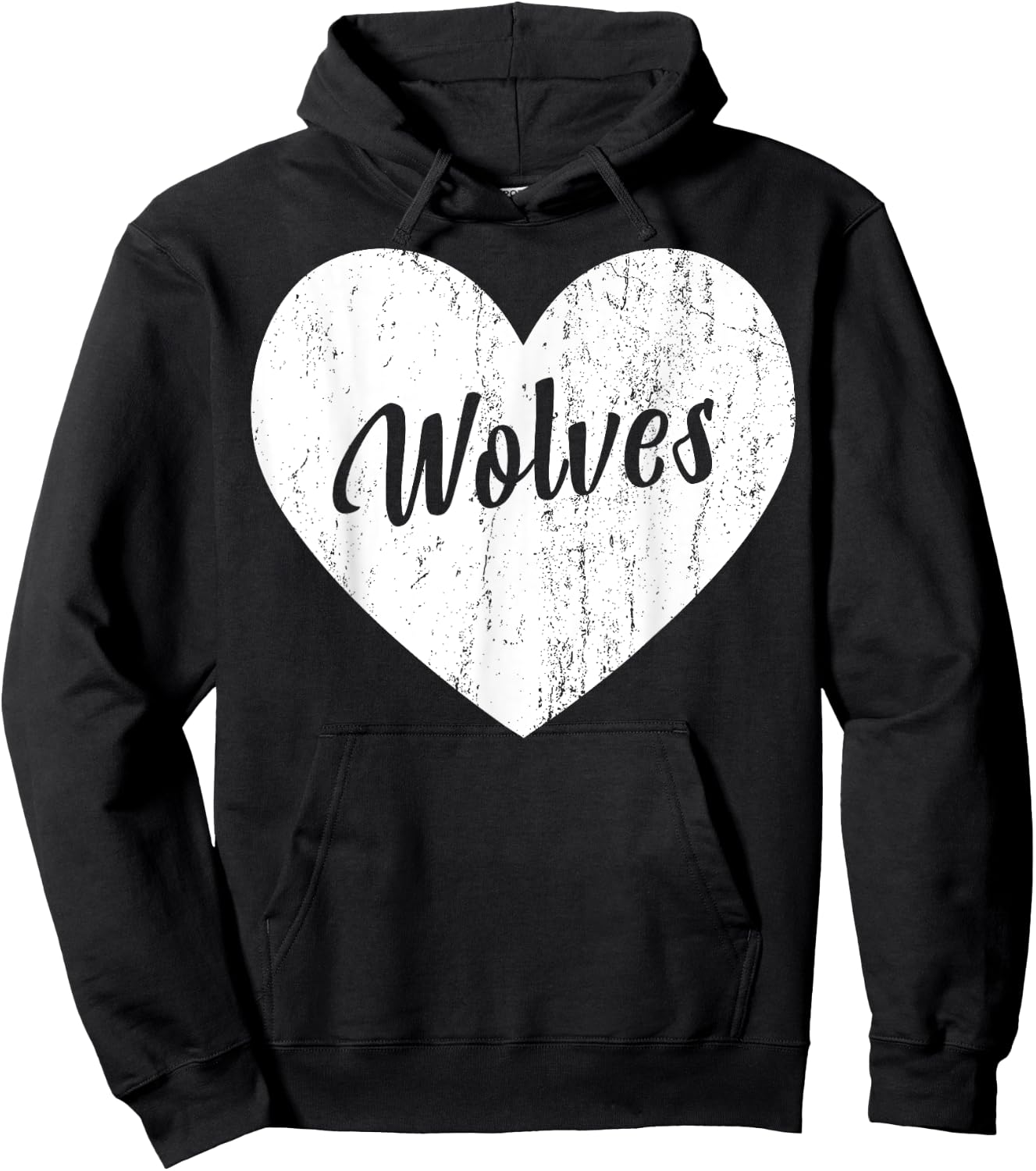 Wolves School Sports Fan Team Spirit Mascot Heart Gift Hoodie - Hoodie | Black