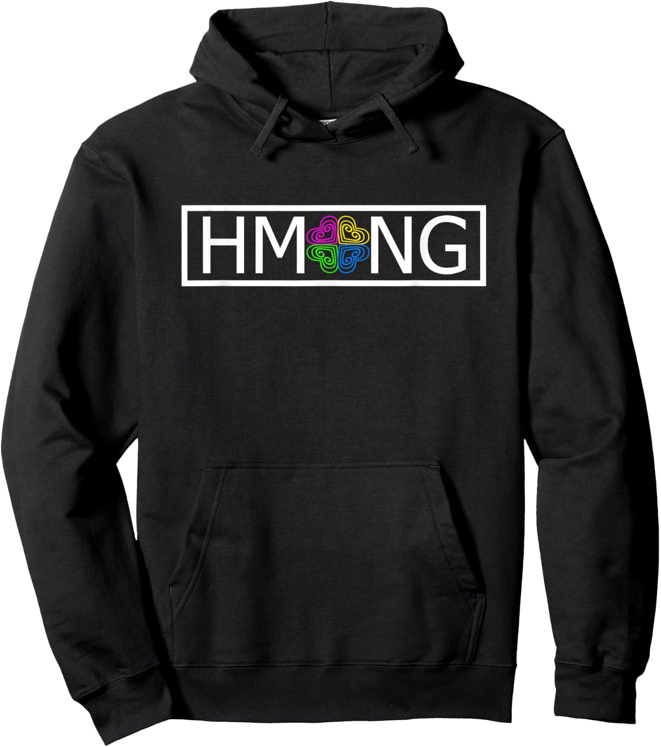 Hmong Clover Heart Symbol Graphic Hoodie - Hoodie | Black