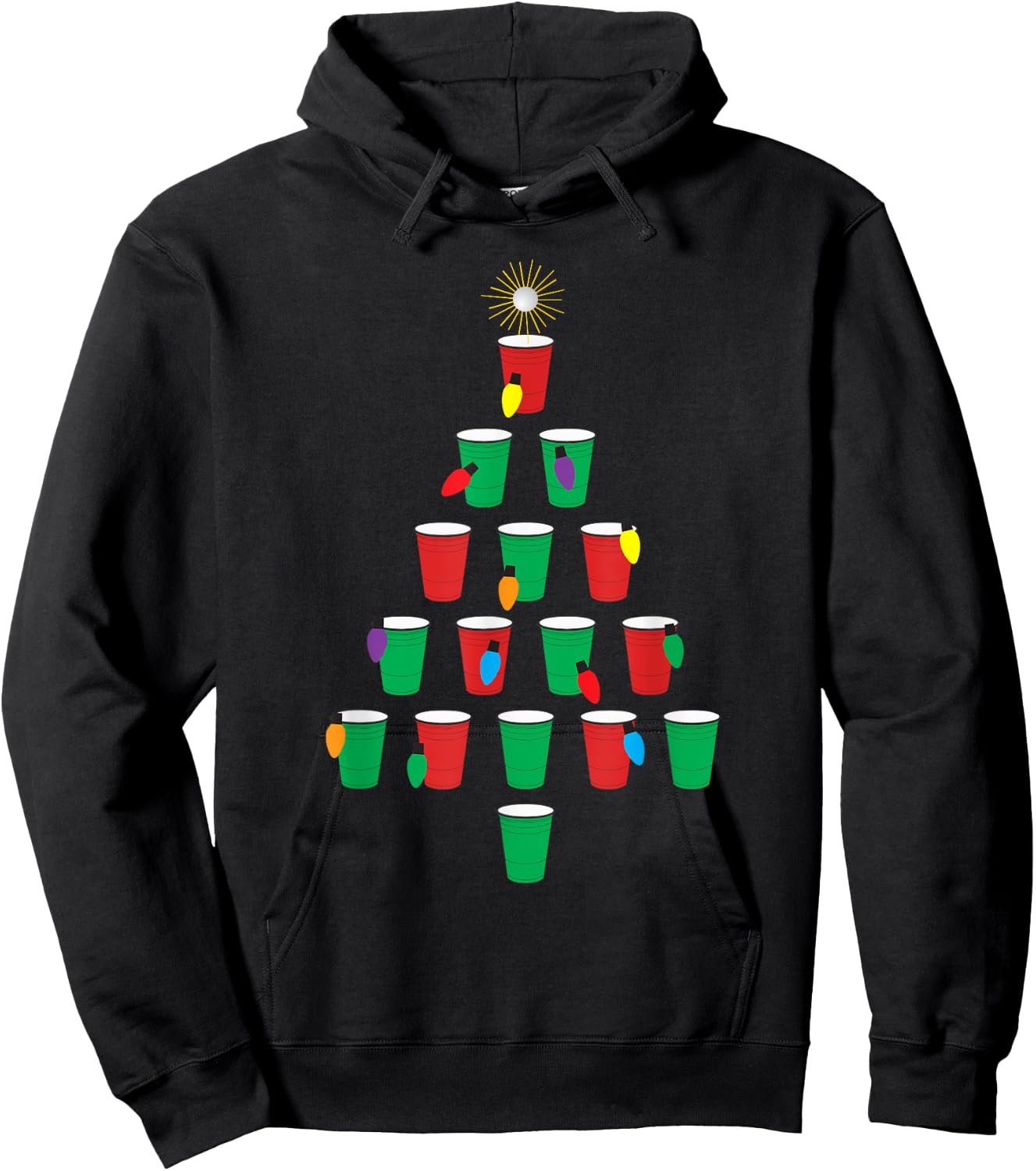 Beer Pong Christmas Tree - Holiday Shirt Design! Hoodie - Hoodie | Black