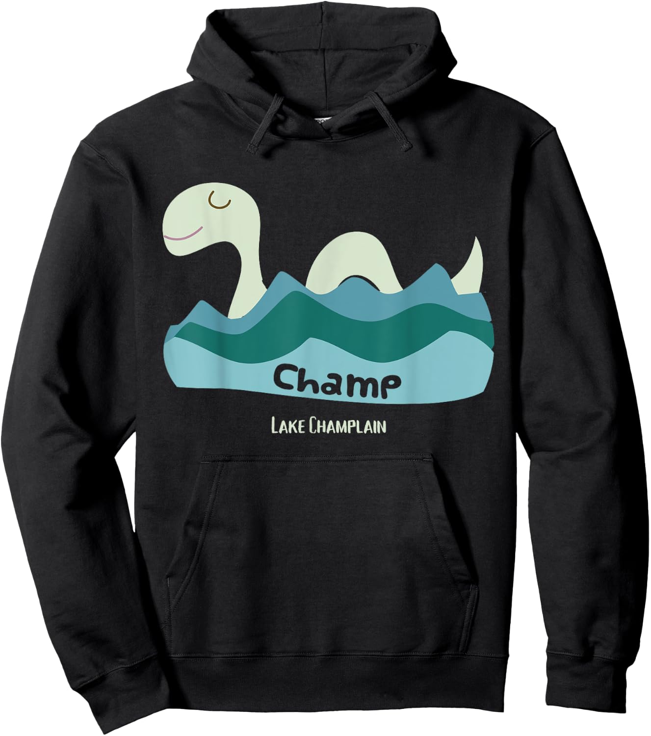 Champ Lake Champlain Lake Monster Cartoon Graphic Hoodie - Hoodie | Black