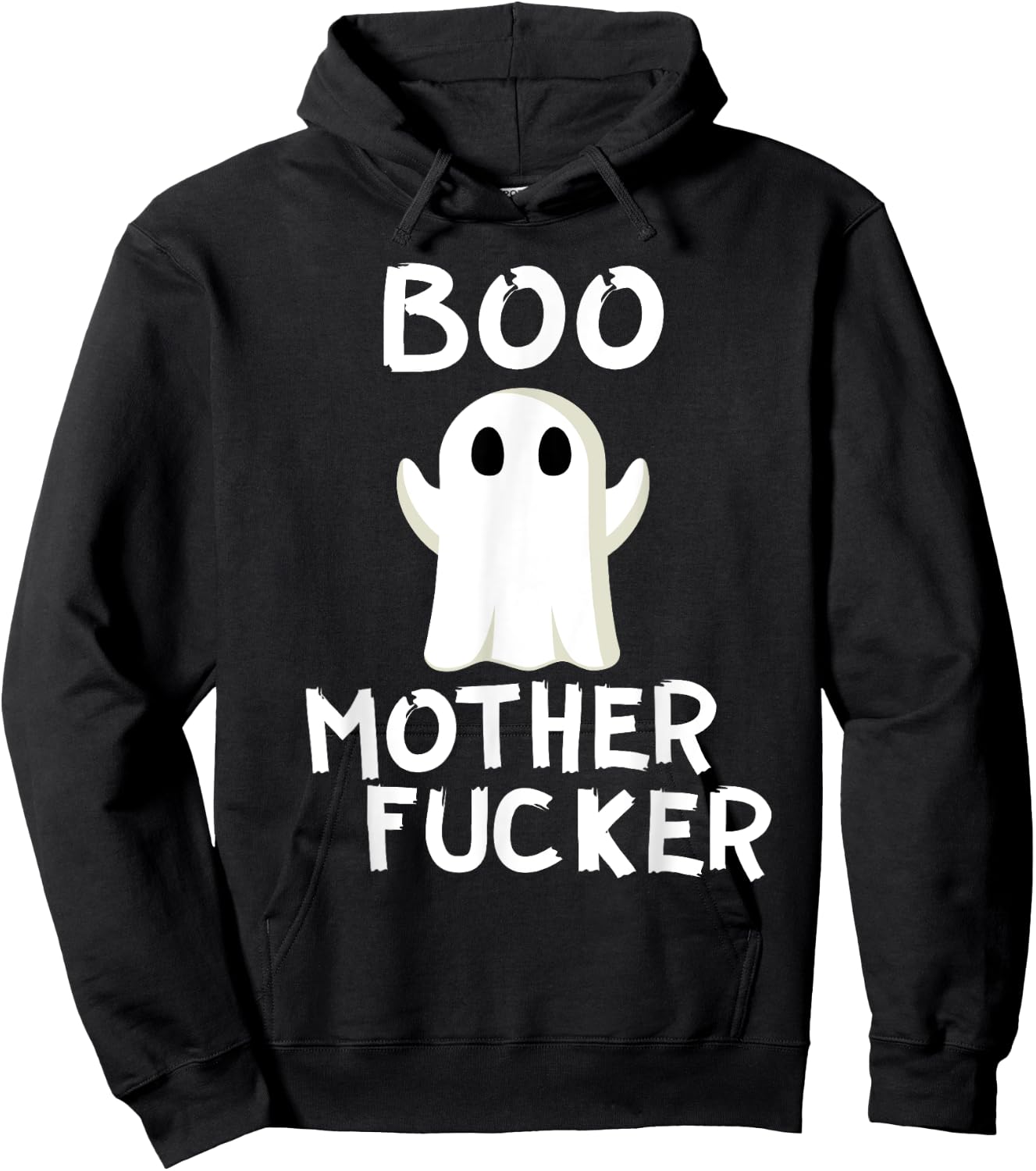 Boo MotherFucker Funny Ghost Adult Halloween Costume Hoodie - Hoodie | Black