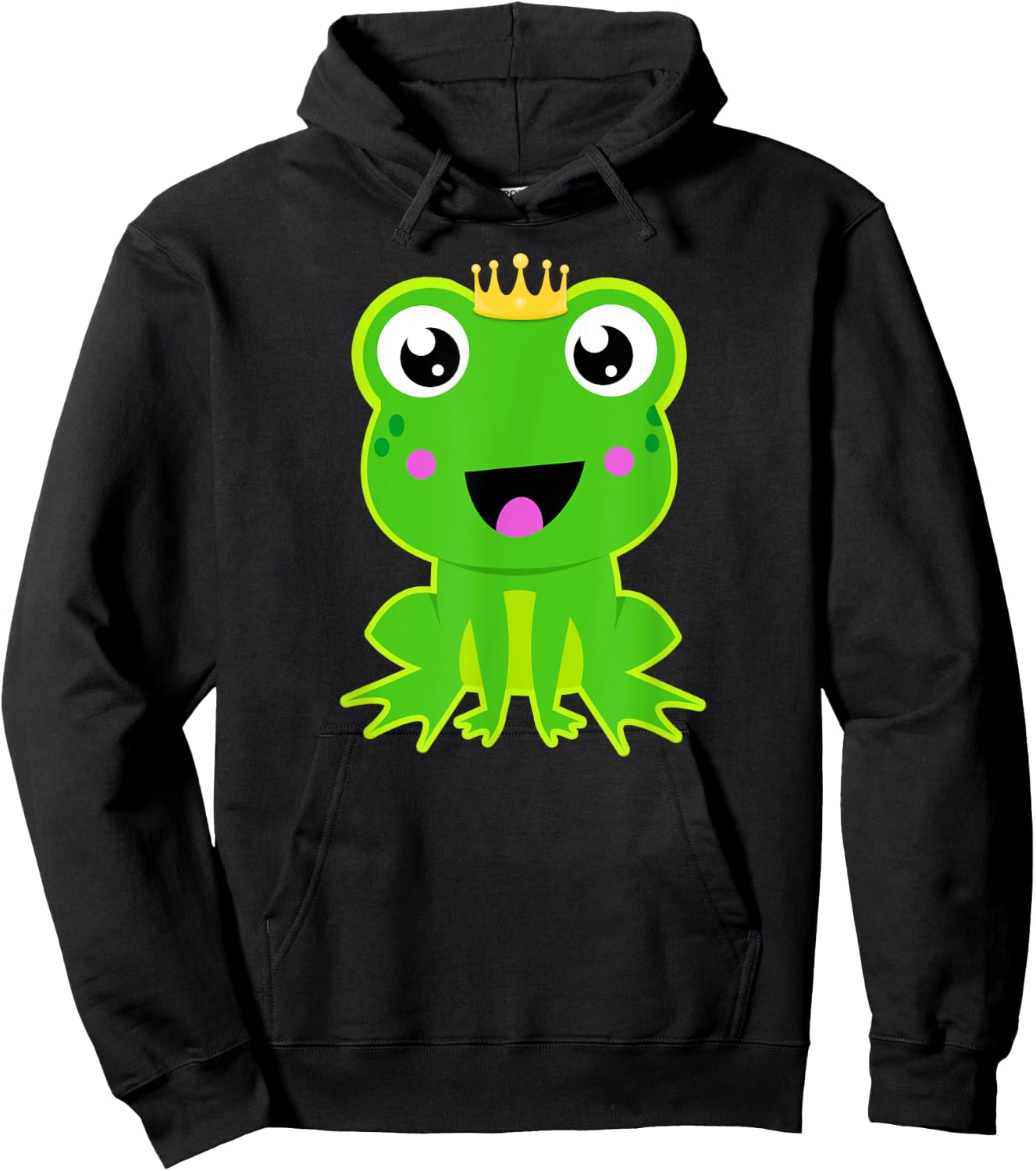 Frog Prince Crown Cute Fairy Tale Graphic Boys Girls Kids Hoodie - Hoodie | Black