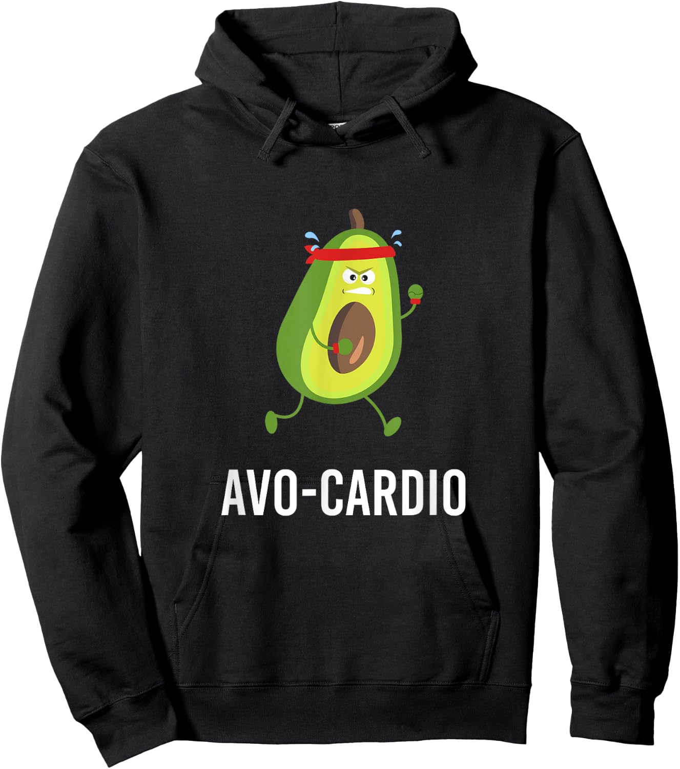 Avo-Cardio Funny Pun Workout Running Avocado Hoodie - Hoodie | Black